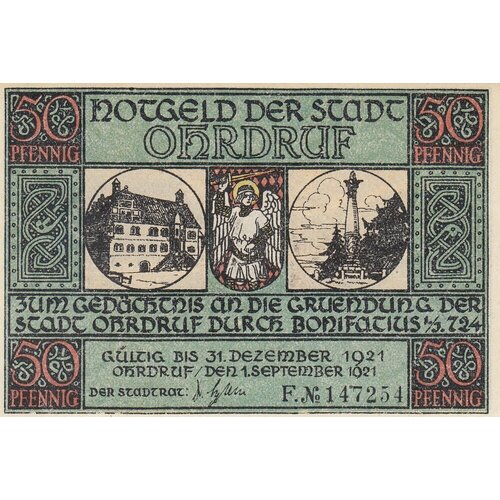 Германия (Веймарская Республика) Ордруф 50 пфеннигов 1921 г. (F) (5)