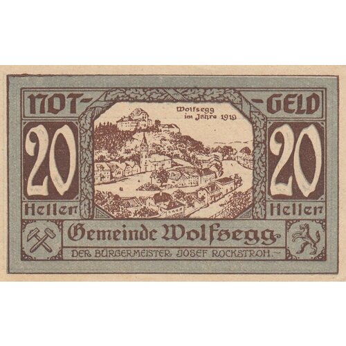 Австрия, Вольфсегг 20 геллеров 1914-1921 гг. (№1) австрия франкенбург 30 геллеров 1914 1921 гг 1