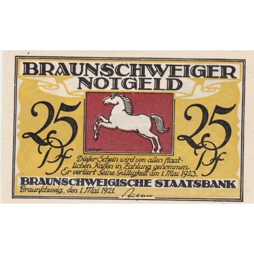 Германия (Веймарская Республика) Брауншвейг 25 пфеннигов 01.05.1921 г. (Вид 2) (14)
