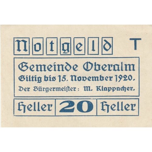 Австрия, Оберальм 20 геллеров 1914-1920 гг. (T) австрия оберальм 99 геллеров 1914 1920 гг 2