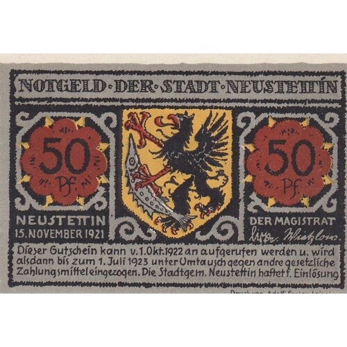 Германия (Веймарская Республика) Нойштеттин 50 пфеннигов 1922 г. (№1) германия веймарская республика гох 50 пфеннигов 1922 г 1