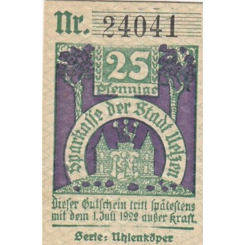 Германия (Веймарская Республика) Ильцен 25 пфеннигов 1921 г. (P) германия веймарская республика ильцен 25 пфеннигов 1921 г r