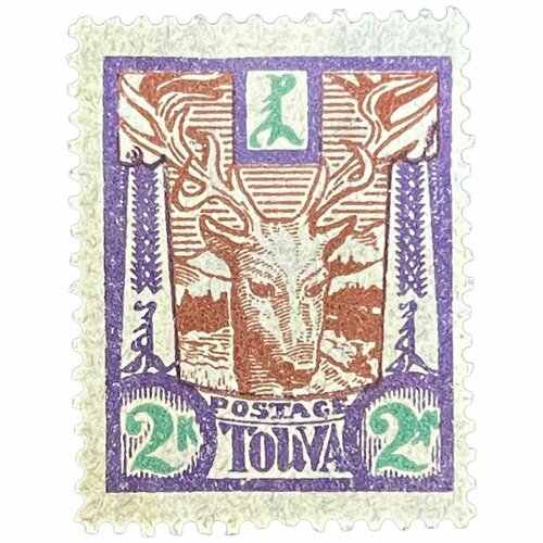 Почтовая марка Танну - Тува 2 копейки 1927 г. (Олень) (2)