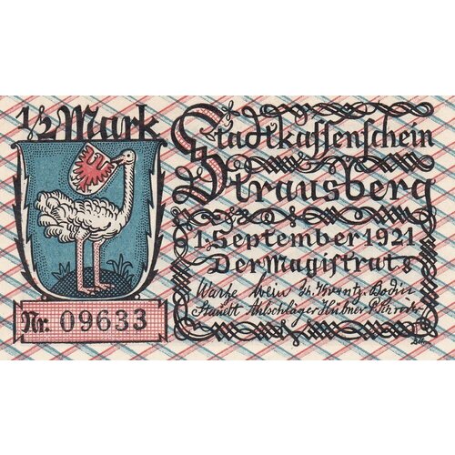 Германия (Веймарская Республика) Штраусберг 1/2 марки 1921 г. (№4)