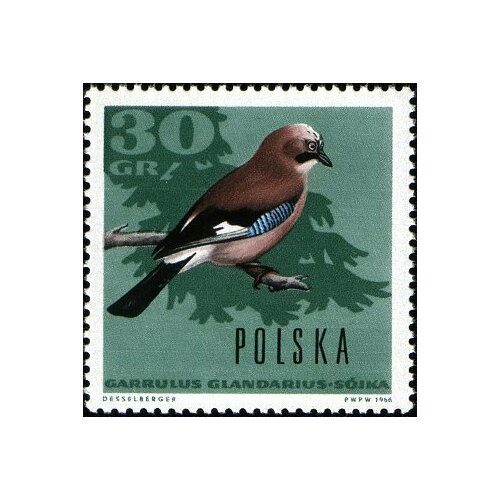 (1966-069) Марка Польша Сойка , III Θ 1966 037 блок марок польша бег на длинные дистанции iii θ