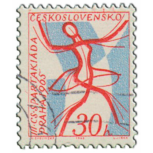 (1965-82) Марка Чехословакия Танцовщица 3-я Национальная спартакиада III Θ марка спартакиада школьников 1965 г серия
