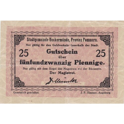 Германия (Веймарская Республика) Иккермюнде 25 пфеннигов 1920 г. (2) германия веймарская республика итцехо 25 пфеннигов 1920 г 2