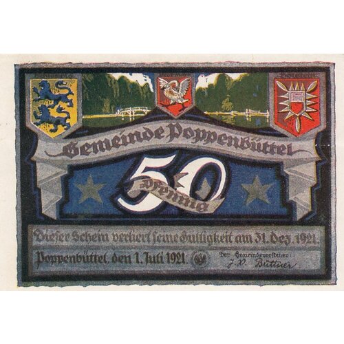 Германия (Веймарская Республика) Поппенбюттель 50 пфеннигов 1921 г. (№4) (3) германия веймарская республика поппенбюттель 50 пфеннигов 1921 г 4 3