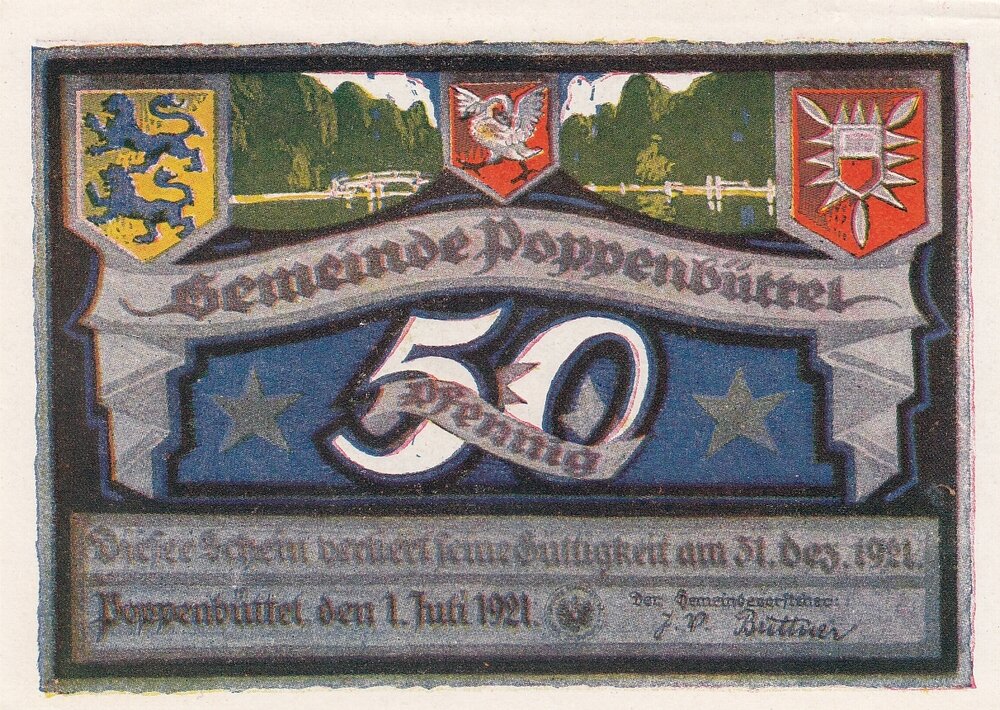 Германия (Веймарская Республика) Поппенбюттель 50 пфеннигов 1921 г. (№8) (4)