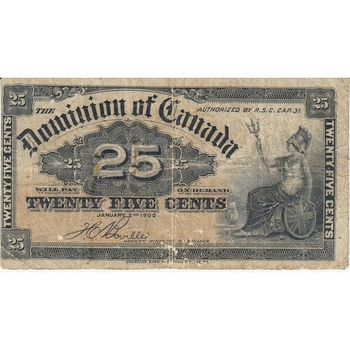Канада 25 центов 1900 г. (подпись Boville) канада 5 центов 2003 г