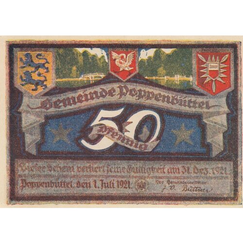 Германия (Веймарская Республика) Поппенбюттель 50 пфеннигов 1921 г. (№1) (3)