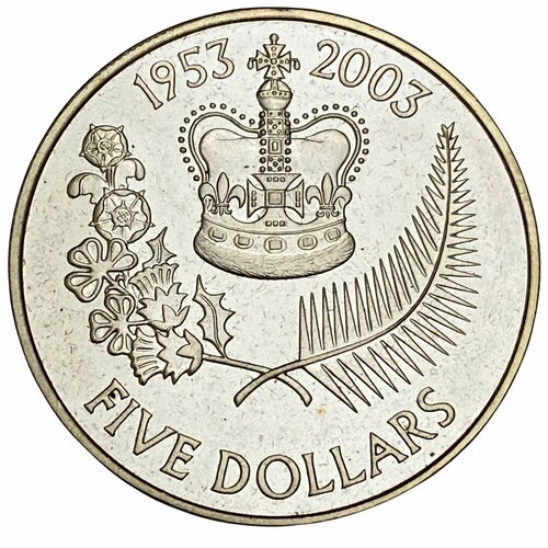 Новая Зеландия 5 долларов 2003 г. (50 лет коронации Елизаветы II) (Proof) клуб нумизмат монета доллар островов кука 2003 года серебро 50 лет коронации королевы елизаветы ii