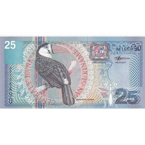 Суринам 25 гульденов 2000 г. банкнота номиналом 100 гульденов 2000 года суринам