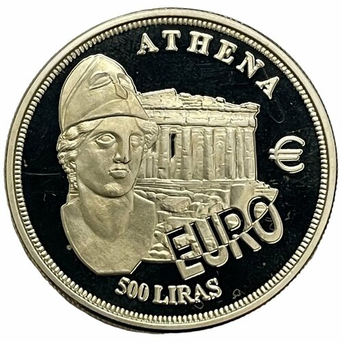 Мальта 500 лир 2001 г. (Древнегреческие боги - Афина) (Proof)