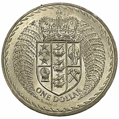 Новая Зеландия 1 доллар 1967 г. (Гербовый щит) ra sun god commemorative bronze coins elizabeth ii collectibles gifts non currency