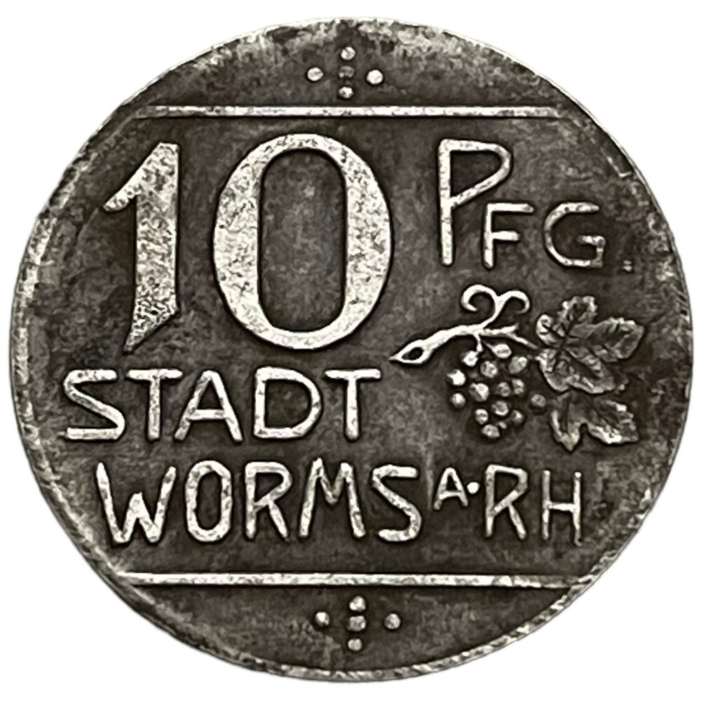 Германия (Германская Империя) Вормс 10 пфеннигов 1918 г. (Fe) (2)