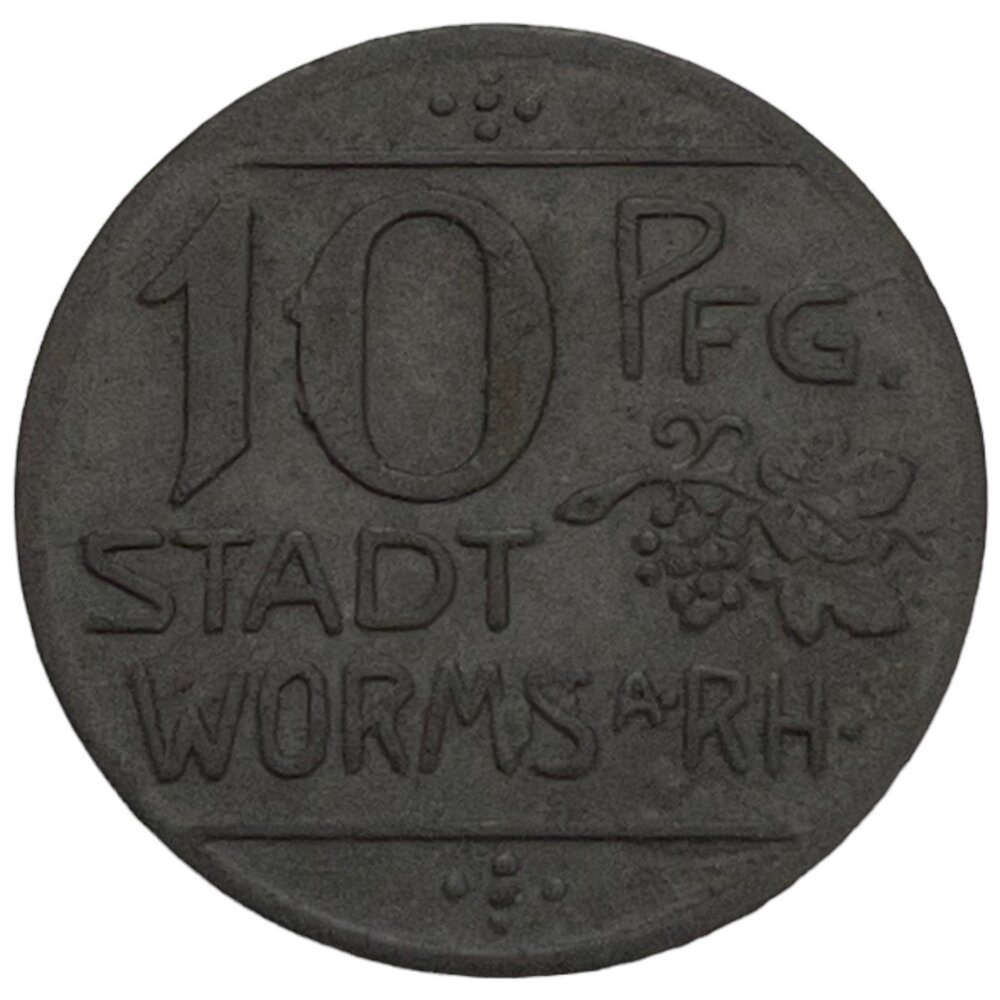 Германия (Германская Империя) Вормс 10 пфеннигов 1918 г. (Zn) (2)