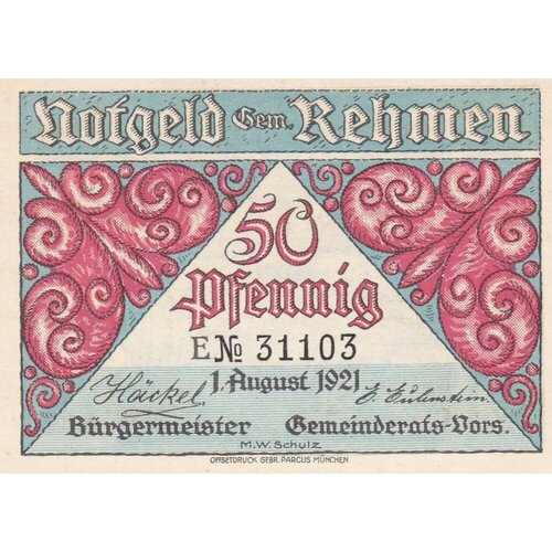 Германия (Веймарская Республика) Ремен 50 пфеннигов 1921 г. (E)