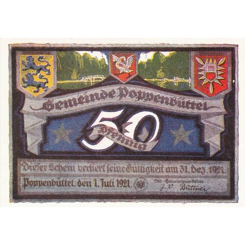 Германия (Веймарская Республика) Поппенбюттель 50 пфеннигов 1921 г. (№5)