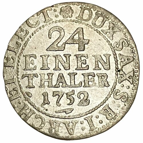 Германия, Саксония 1/24 талера 1752 г. (FWoF) клуб нумизмат монета 1 24 талера бранденбурга 1669 года серебро герб