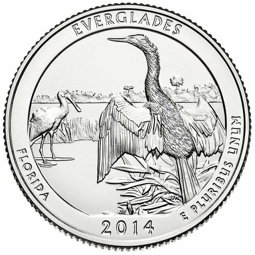 (025p) Монета США 2014 год 25 центов Эверглейдс Медь-Никель UNC