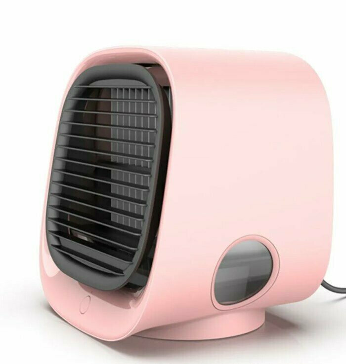 Портативный кондиционер Air Cooler 3 в 1, очиститель и увлажнитель воздуха, 3 режима охлаждения, функция ночника с LED подсветкой розовый