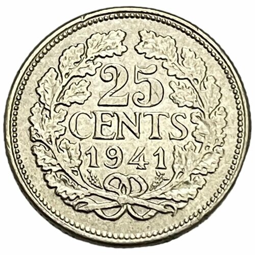 нидерланды 10 центов cents 1941 серебро портрет на аверсе Нидерланды 25 центов 1941 г. (2)