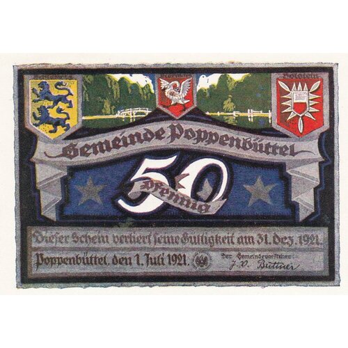 Германия (Веймарская Республика) Поппенбюттель 50 пфеннигов 1921 г. (№3)