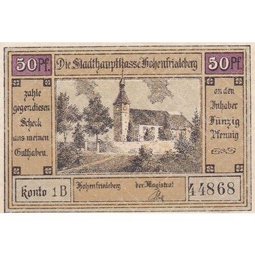 Германия (Веймарская Республика) Гогенфридберг 50 пфеннигов 1922 г. (№1) германия веймарская республика гох 50 пфеннигов 1922 г 1