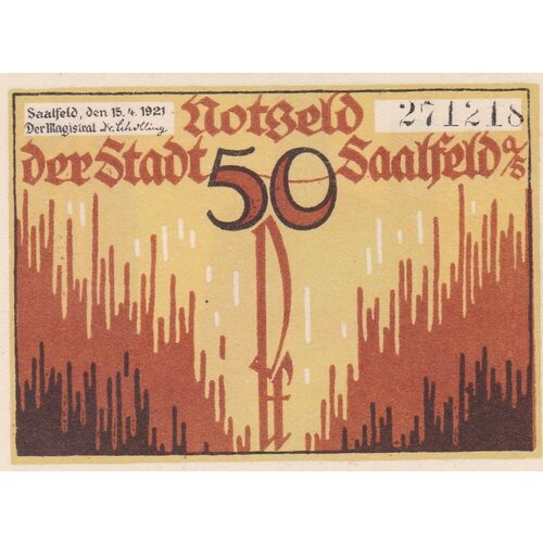 Германия (Веймарская Республика) Заальфельд 50 пфеннигов 1921 г. (№2)