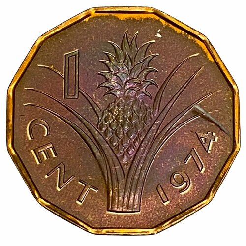 Свазиленд 1 цент 1974 г. (Proof) клуб нумизмат монета цент датской вест индии 1913 года бронза кристиан х