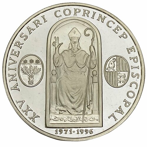 Андорра 10 динеров 1996 г. (25 лет правления князя и епископа Жоана Марти-И-Аланиса)