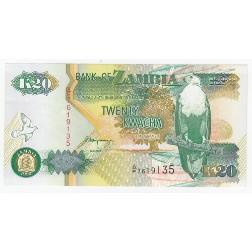 Замбия 20 квача 1992 г. (2) банкнота замбия 20 квача 1992 unc