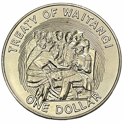 Новая Зеландия 1 доллар 1990 г. (150 лет подписанию Договора Вайтанги) (CN)