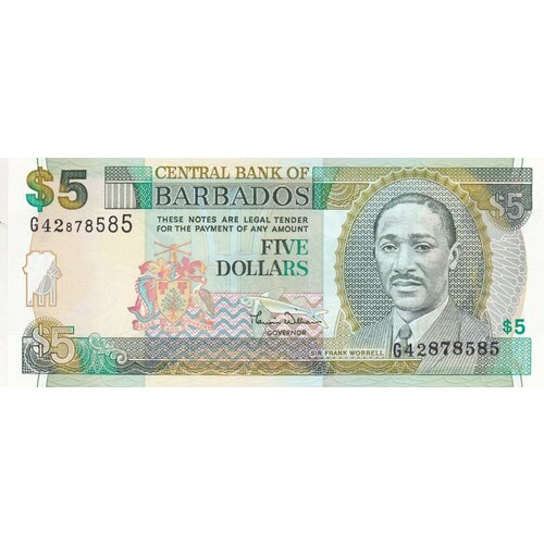 Барбадос 5 долларов 2000 г. барбадос 50 долларов 2007 г площадь национальных героев в бриджтауне unc