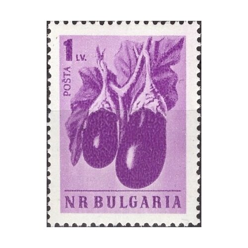 (1958-036) Марка Болгария Баклажаны Перф греб 13 Стандартный выпуск. Овощи III O 1958 032 марка болгария чеснок перф греб 13 стандартный выпуск овощи ii θ