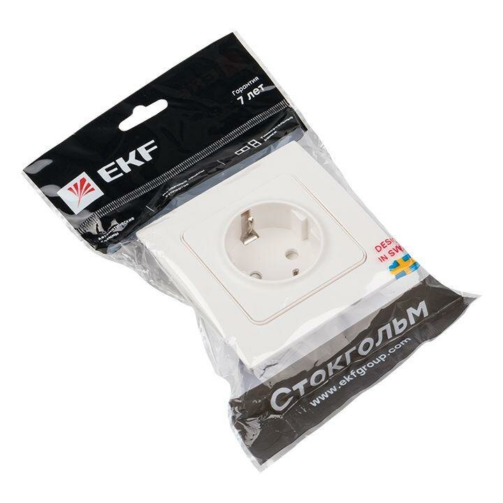EXR16-028-10 EKF PROxima Стокгольм Розетка 1-местная с/з 16А белая с защ. штор. - фото №7