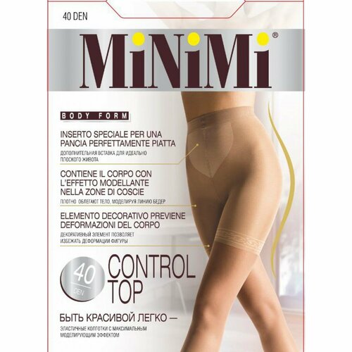 Колготки MiNiMi Control Top, 40 den, размер 4, черный