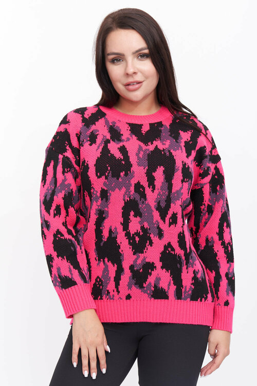 Джемпер Текстильная Мануфактура, размер 54/56, розовый, черный