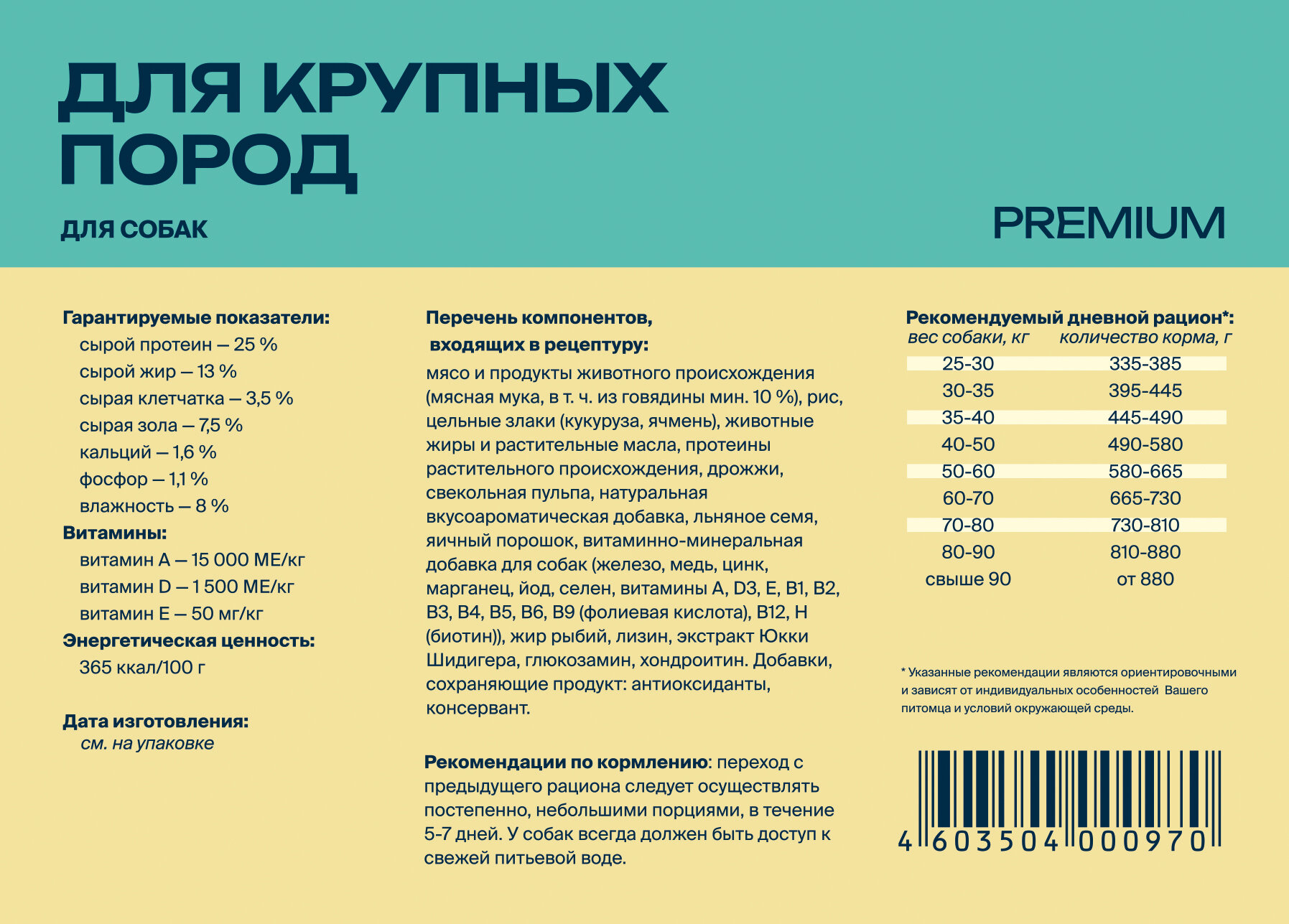 Корм сухой "Profifeed" для собак крупных пород, 17кг — фото 1