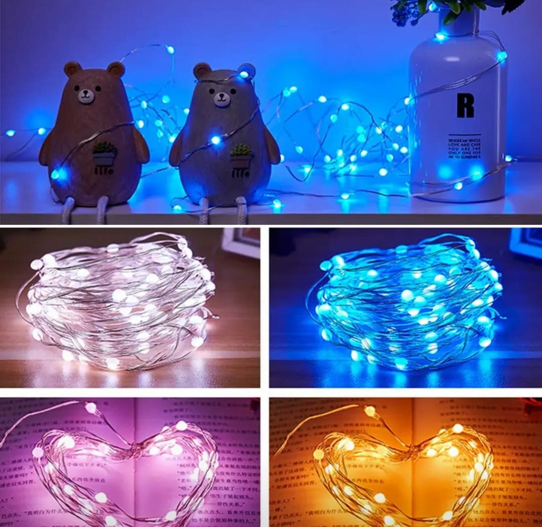 фото Умная электрогирлянда интерьерная KICT Люминесцентная (энергосберегающая) 100 ламп, 10 м, питание От порта USB, 1 шт