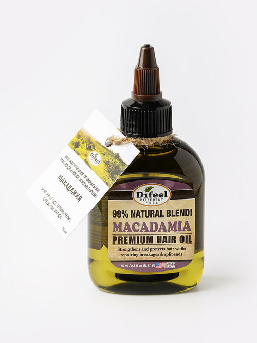 Difeel 99% Natural Macadamia Premium Hair Oil 99% натурал. премиаль. масло д/вол с макадамией, 75 мл