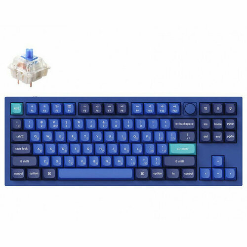 клавиатура игровая keychron qmk q3 tkl knob алюминиевый корпус rgb подстветка barebone синий Клавиатура Keychron Q3 QMK Fully Assembled Knob Navy Blue-A Gateron G Pro Blue