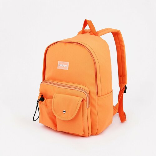 Рюкзак школьный из текстиля на молнии, наружный карман, цвет оранжевый
