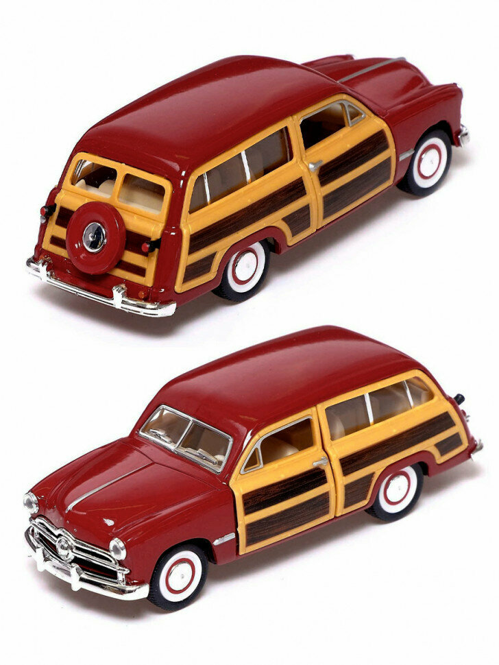 Машинка металлическая Kinsmart 1:40 «1949 Ford Woody Wagon» инерционная, красная KT5402D-3