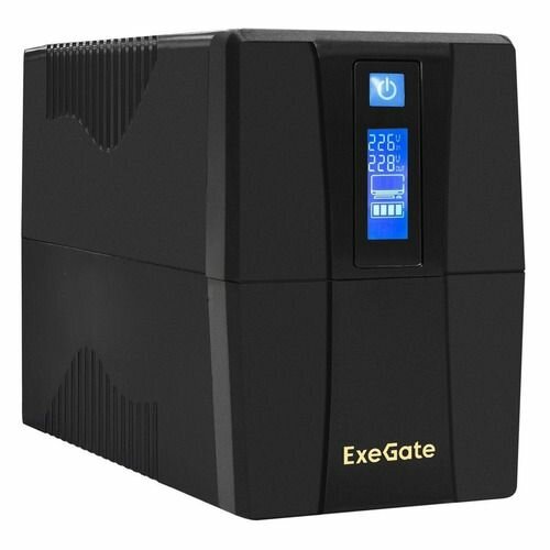 Источник бесперебойного питания Exegate EP285479RUS 850VA/480W, LCD, AVR, 2 евророзетки, RJ45/11, black - фото №1