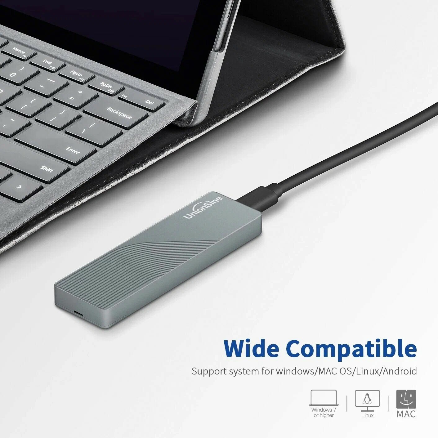 Корпус для SSD UnionSine M.2 2280 NVMe / SATA, USB 3.0 Type A / USB 3.2 Type-С, 6 Гбит/с — фото 7
