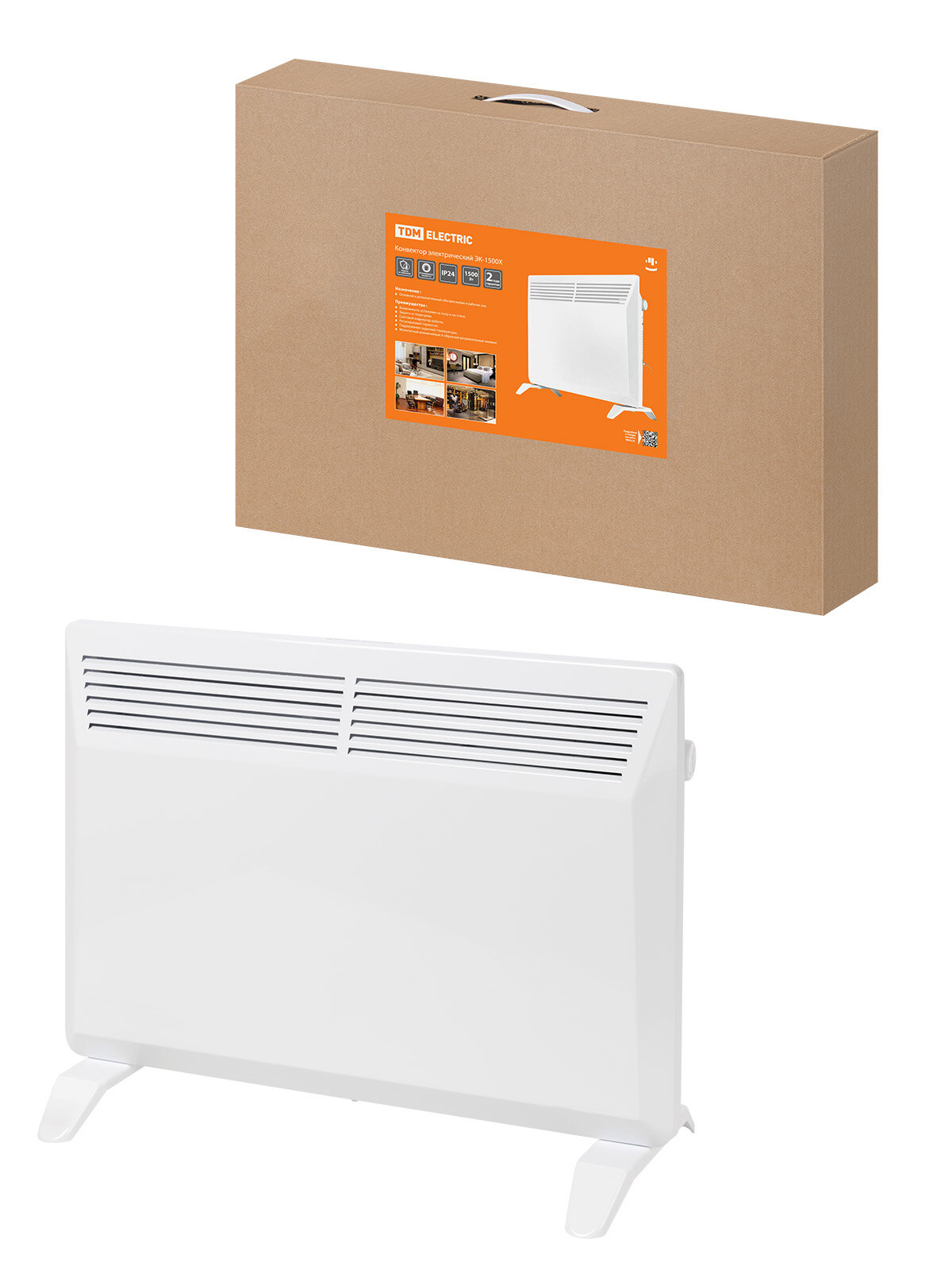 фото Конвектор электрический ЭК-1500X, термостат, ножки, белый, 1500 Вт, TDM