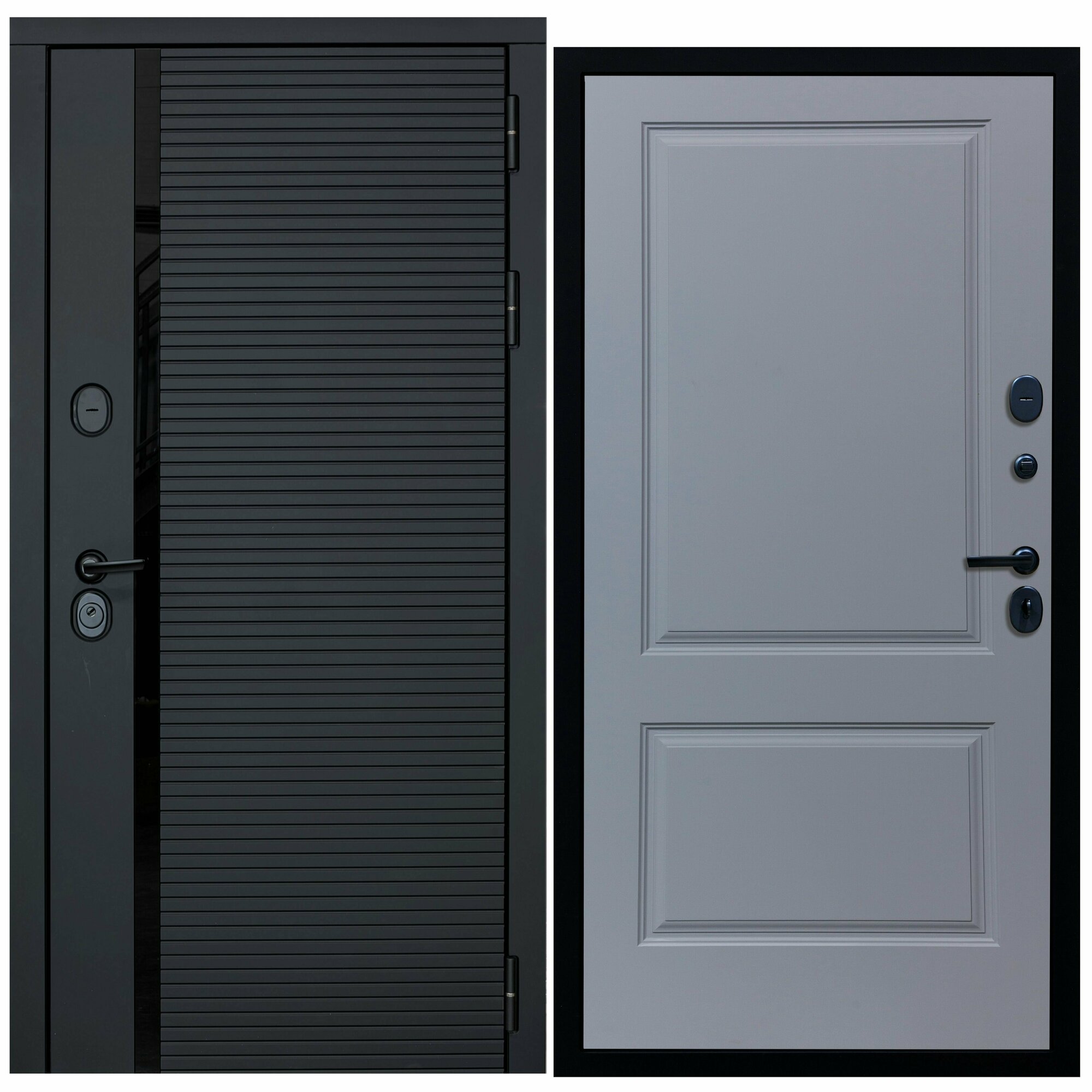Дверь входная металлическая DIVA ДХ-45 2050х960 Правая Черный кварц - Д7 Силк маус, тепло-шумоизоляция, антикоррозийная защита для квартиры