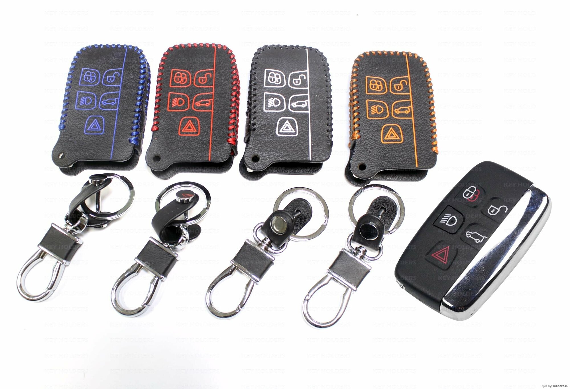 Кожаный чехол с лазерной гравировкой для смарт ключа Range Rover 5 button (с 2010 года), СМ15